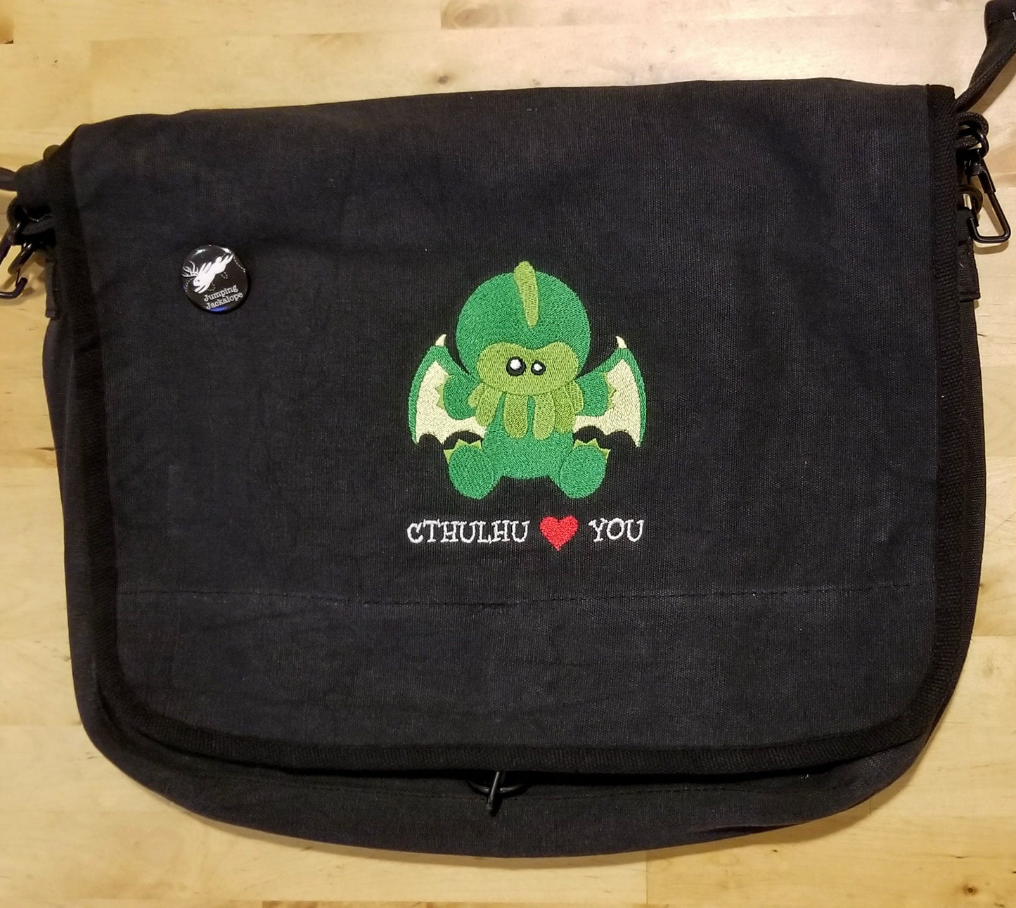 Cthulhu Loves You Embroidered Canvas Messenger Bag