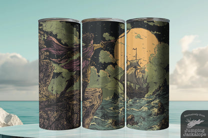 Haunting Neverland Tumbler – Peter Pan & the Moon | 20oz Vintage Gothic Fantasy Gift