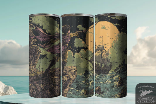 Haunting Neverland Tumbler – Peter Pan & the Moon | 20oz Vintage Gothic Fantasy Gift