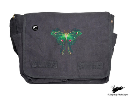 Sheer Illusions Luna Moth Embroidered Messenger Bag