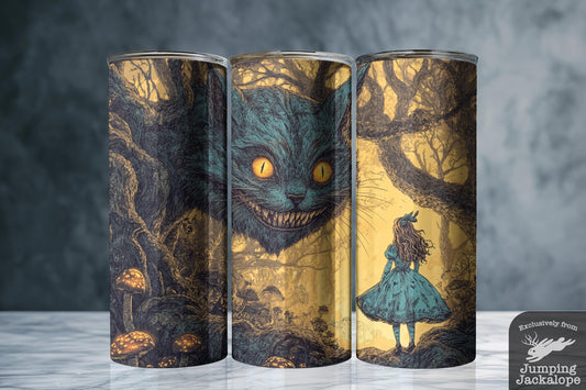 Tales of Twisted Trees Tumbler – Alice & Cheshire Cat | 20oz Storybook Fantasy Cup