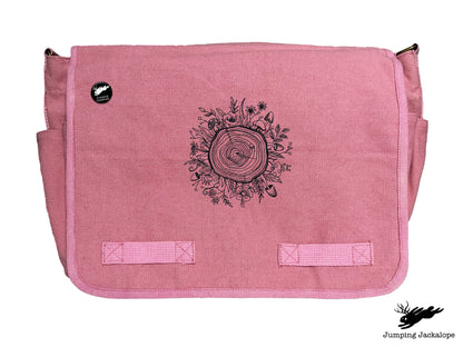 Botanical Tree Rings Design Embroidered Classic Canvas Messenger Bag