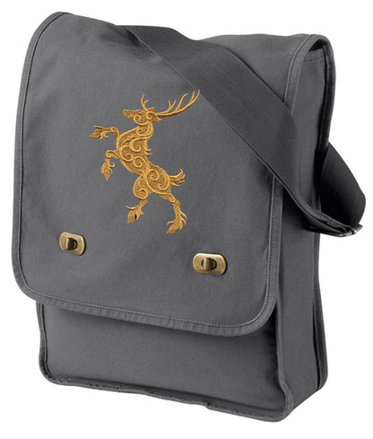 Gilded Heraldry - Stag Embroidered Canvas Field Bag