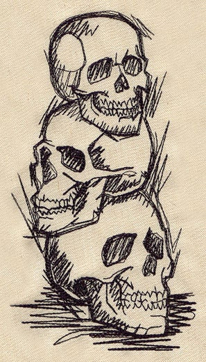 Shadowy Skulls Embroidered Canvas Messenger Bag