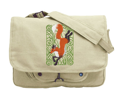 Fox Nouveau Embroidered Canvas Messenger Bag