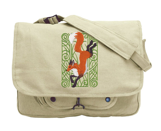Fox Nouveau Embroidered Canvas Messenger Bag
