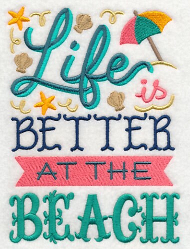 Life is Better at the Beach Embroidered Canvas Field