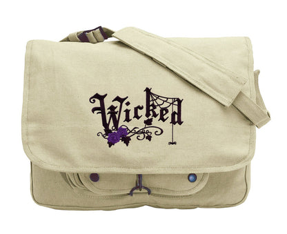 Wicked Embroidered Canvas Messenger Bag
