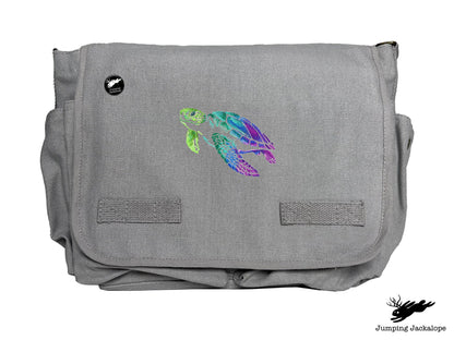 Spectrums of the Ocean Sea Turtle Embroidered Messenger Bag