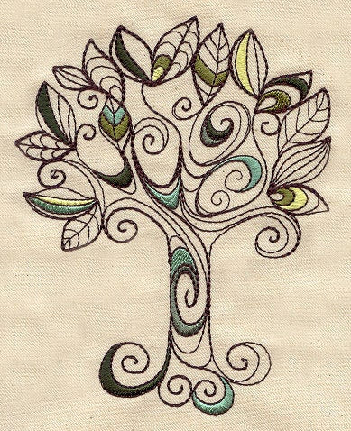 Doodle Tree Embroidered Canvas Field Bag