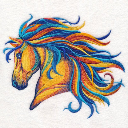 Vibrant Horse in Watercolor Embroidered Canvas Messenger Bag