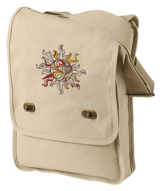 Doodle Sun Embroidered Canvas Field Bag