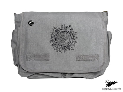 Botanical Tree Rings Design Embroidered Classic Canvas Messenger Bag