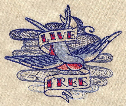 The Seven Seas - Live Free Tattoo Embroidered Canvas Messenger Bag