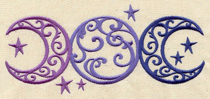 Triple Moon Embroidered Canvas Messenger Bag
