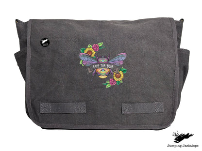 Save the Bees Embroidered Messenger Bag