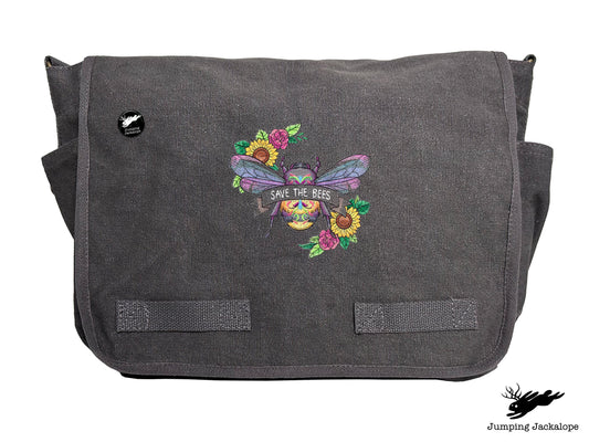 Save the Bees Embroidered Messenger Bag