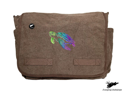 Spectrums of the Ocean Sea Turtle Embroidered Messenger Bag