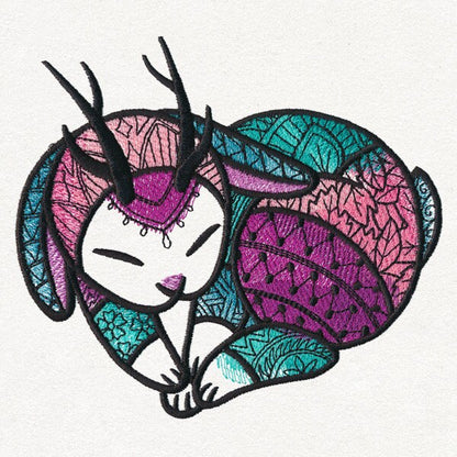 Jackalope Heart Embroidered Canvas Field Bag