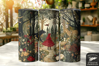 Fairytale Shadows Tumbler – 20oz Red Riding Hood in the Forest | Dark Storybook Drinkware