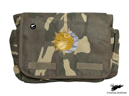 Clockwork Heavens Design Embroidered Classic Canvas Messenger Bag