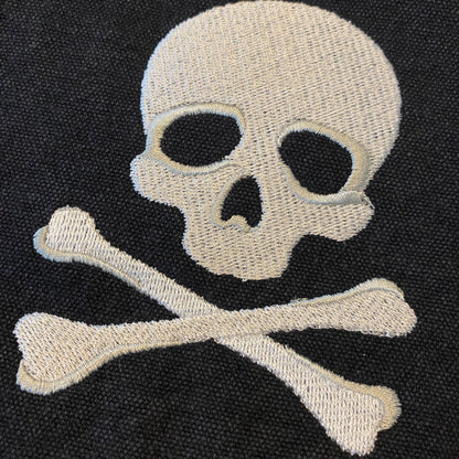 Skull and Crossbones Embroidered Canvas Messenger Bag
