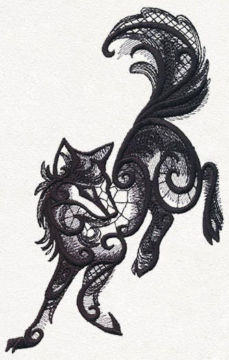 Dark Creatures - Wolf Canvas Bag, Wolf Embroidered Canvas Field Bag