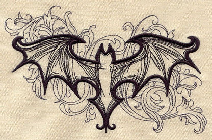 Elegant Bat Embroidered Canvas Field Bag
