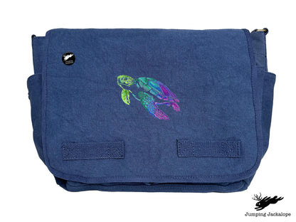 Spectrums of the Ocean Sea Turtle Embroidered Messenger Bag