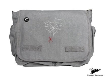 Web of Love Design Embroidered Classic Canvas Messenger Bag