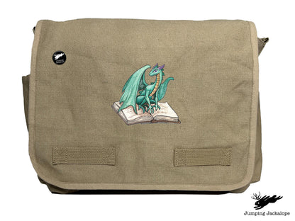 Novel Fantasy Dragon Embroidered Classic Canvas Messenger Bag