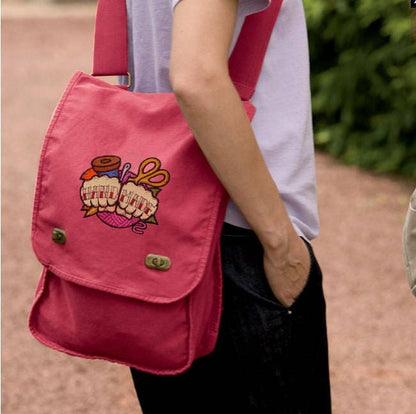 Autumn Fox Embroidered Canvas Field Bag