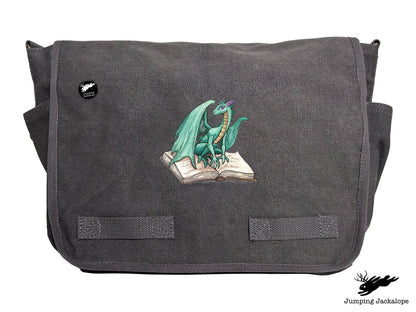 Novel Fantasy Dragon Embroidered Classic Canvas Messenger Bag