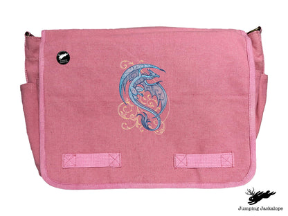 Dragon Spirals Embroidered Classic Canvas Messenger Bag