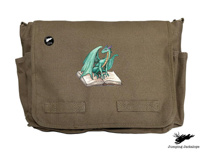 Novel Fantasy Dragon Embroidered Classic Canvas Messenger Bag