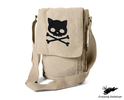 Punk Kitty Embroidered Padded Canvas Tech Bag