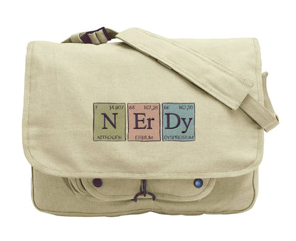 The Elements of Nerdy Embroidered Canvas Messenger Bag