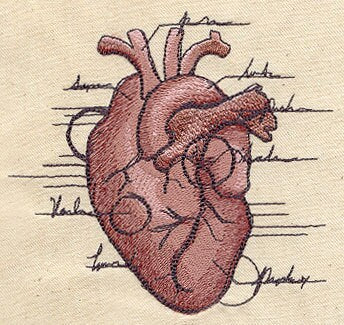 Anatomical Heart Embroidered Canvas Field Bag
