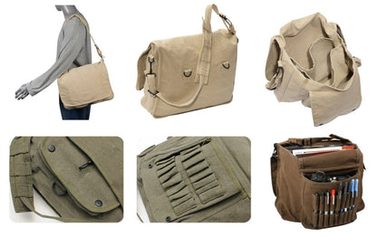 A Squirrel and His Nut Embroidered Canvas Messenger Bag