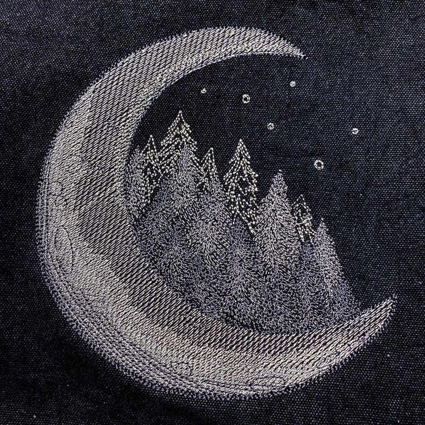Wild Forest Moon Embroidered Canvas Messenger Bag, Moon Embroidered Canvas Messenger Bag, Moon eclipse messenger bag