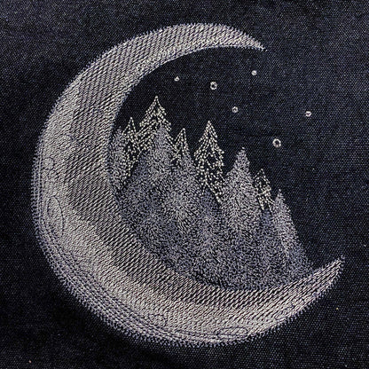Wild Forest Moon Embroidered Canvas Messenger Bag, Moon Embroidered Canvas Messenger Bag, Moon eclipse messenger bag