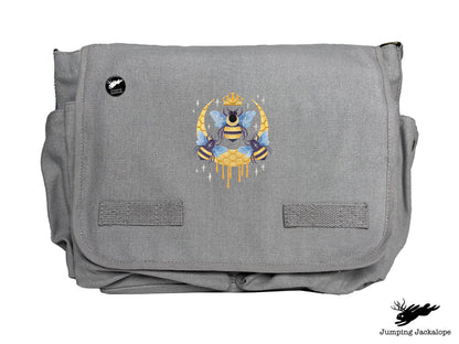 Queen Beehive Embroidered Messenger Bag