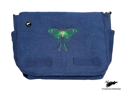 Sheer Illusions Luna Moth Embroidered Messenger Bag