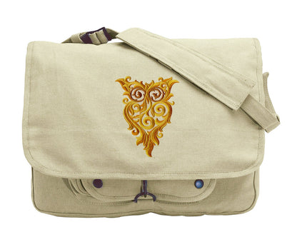 Owl Messenger Bag, Owl Canvas Bag, Ornate Owl Embroidered Canvas Messenger Bag