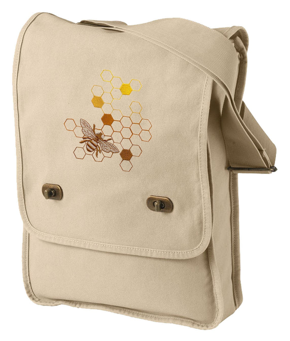 Sweet as Honey Bee Embroidered Canvas Field Bag