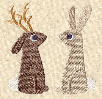 The Jackalope and Rabbit Embroidered Padded Canvas Tech Bag