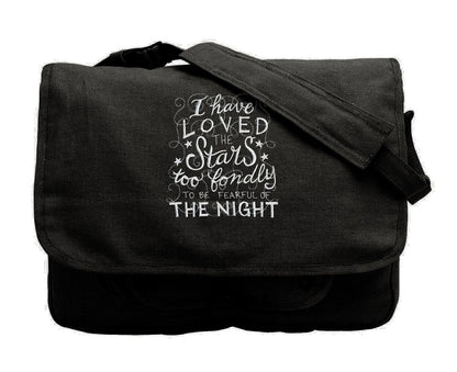 I Have Loved the Stars Embroidered Canvas Cotton Messenger Bag Style 1