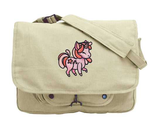 Charmed Creatures - Unicorn Embroidered Canvas Messenger Bag