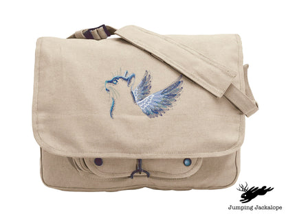 I'll Remember Mew Angelic Cat Embroidered Canvas Messenger Bag,  Cat Bag, Memorial Cat Bag