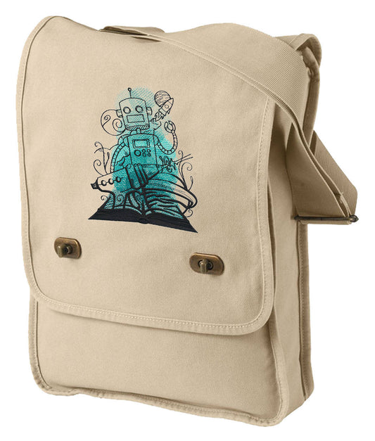 Literary Magic - Science Fiction Embroidered Canvas Field Bag